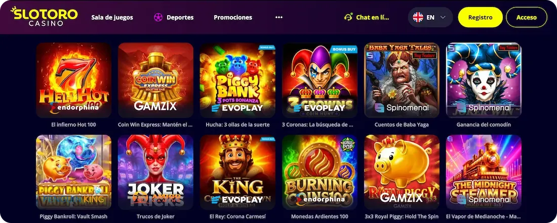 juegos del casino slotoro