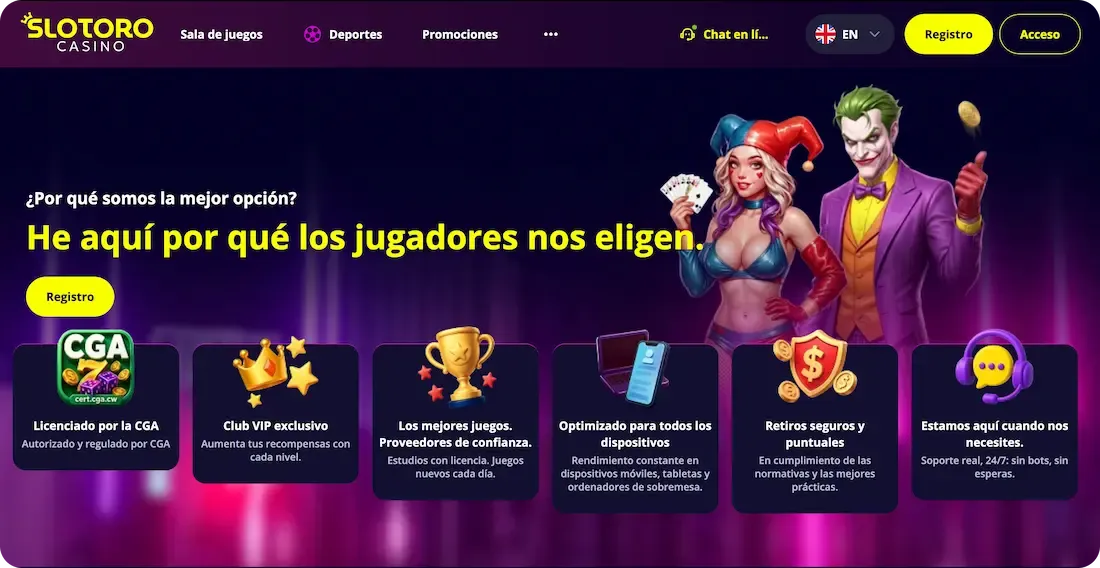 sitio web del casino slotoro